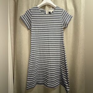 STS Sail to Sable Womens Shift Dress Blue Gray White Striped Nautical Size Small